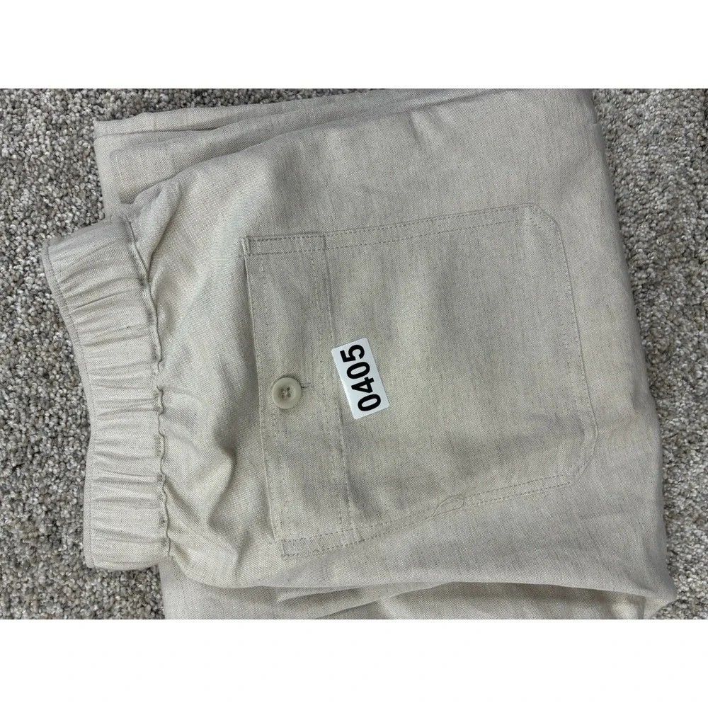 Cubavera Men's Linen Blend Casual Drawstring Pants Beige Small (28-30) #0405